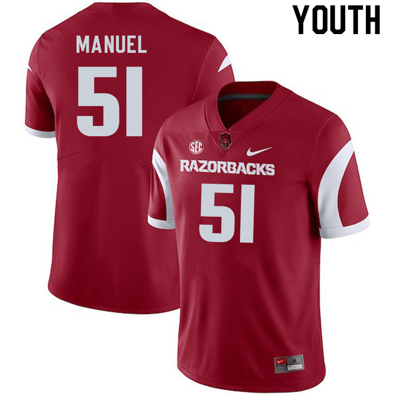 Youth #51 Devon Manuel Arkansas Razorback College Football Jerseys Stitched Sale-Cardinal